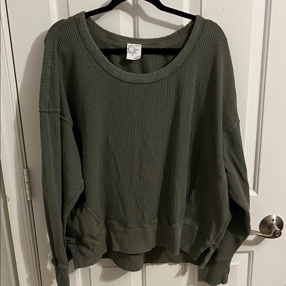 Aerie Offline Olive Green Crew Neck Sweater